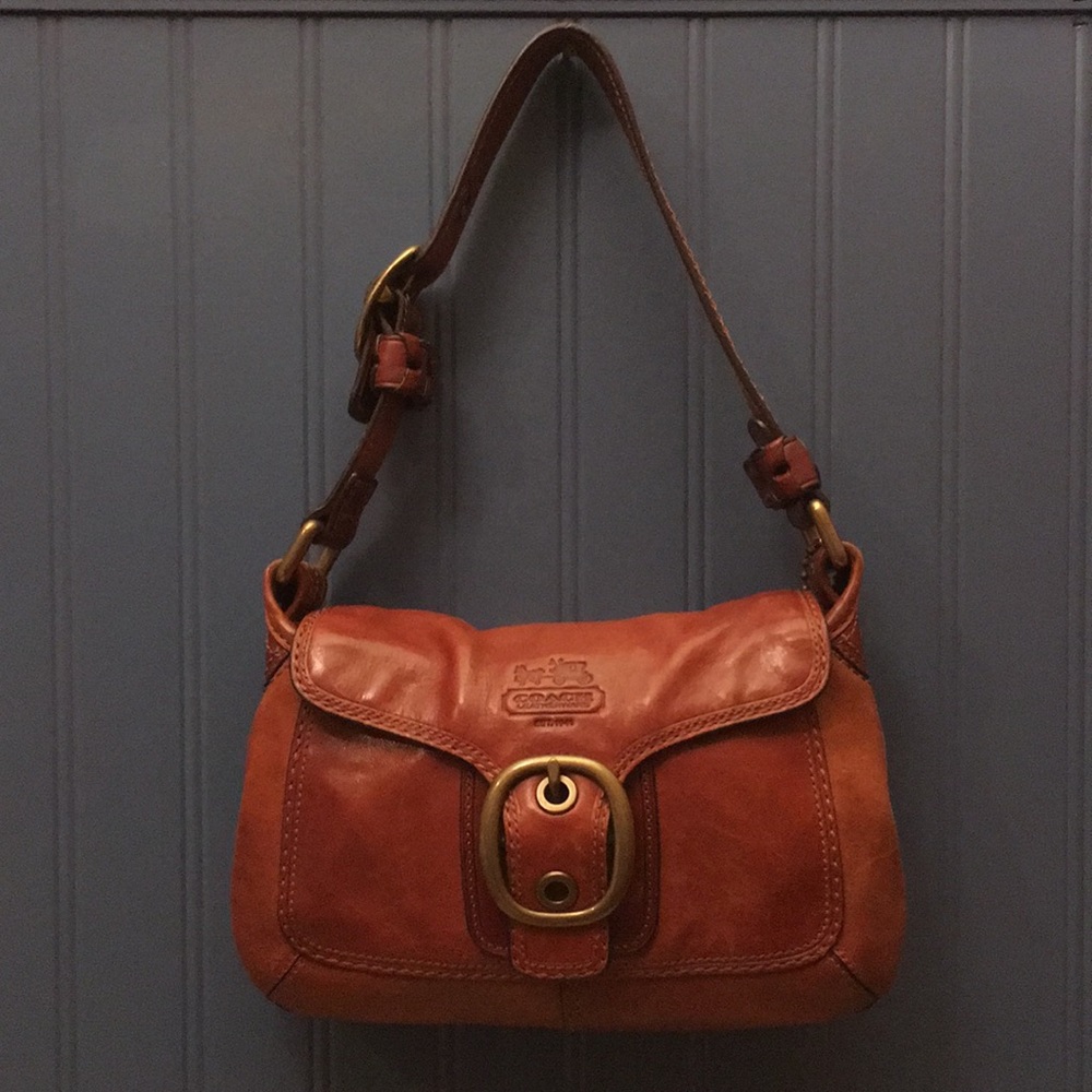 Coach brown leather shoulder bag